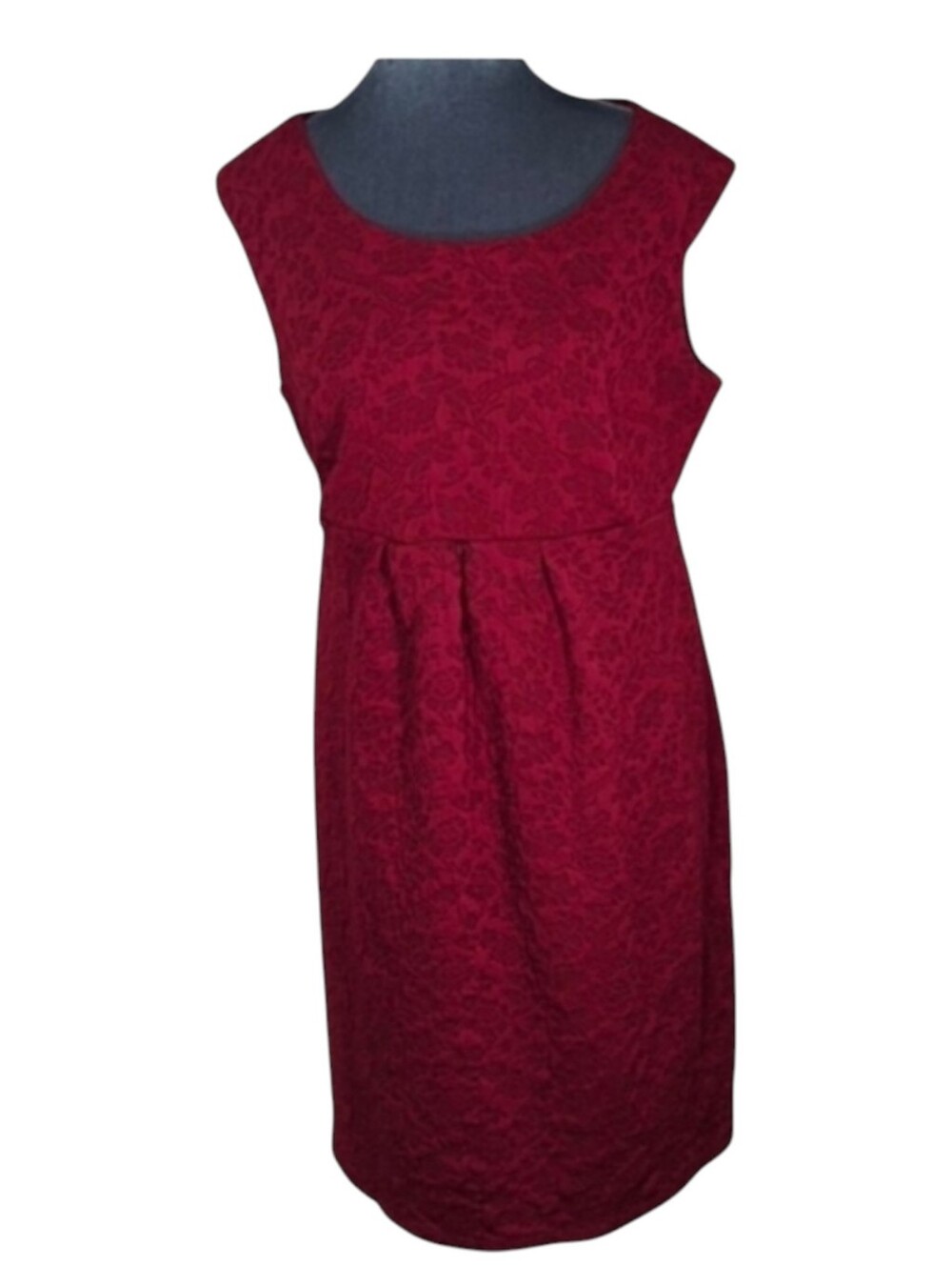 Motherhood Maternity Sleeveless Burgundy Jacquard Floral Dress Size Large